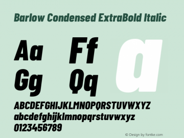 Barlow Condensed ExtraBold Italic Version 1.204;PS 001.204;hotconv 1.0.88;makeotf.lib2.5.64775 Font Sample