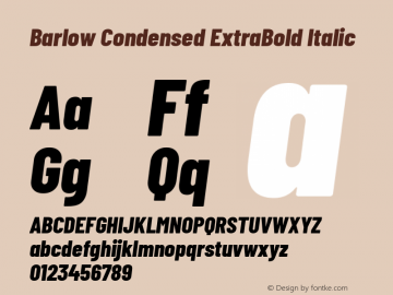 Barlow Condensed ExtraBold Italic Version 1.204 Font Sample