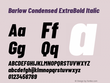 Barlow Condensed ExtraBold Italic Version 1.204 Font Sample