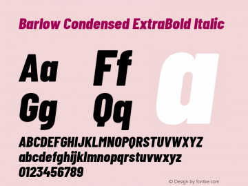 Barlow Condensed ExtraBold Italic Version 1.204 Font Sample