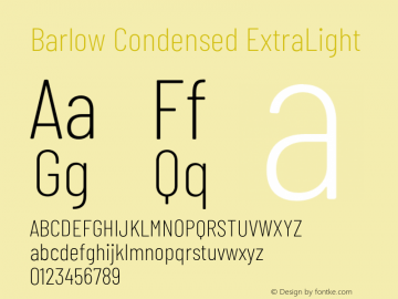 Barlow Condensed ExtraLight Version 1.204;PS 001.204;hotconv 1.0.88;makeotf.lib2.5.64775 Font Sample