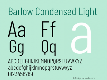 Barlow Condensed Light Version 1.204 Font Sample