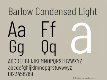 Barlow Condensed Light Version 1.204 Font Sample