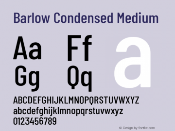 Barlow Condensed Medium Version 1.204;PS 001.204;hotconv 1.0.88;makeotf.lib2.5.64775 Font Sample