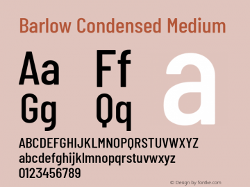 Barlow Condensed Medium Version 1.204 Font Sample