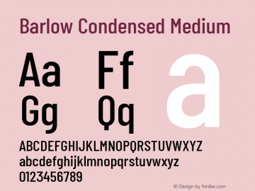 Barlow Condensed Medium Version 1.204 Font Sample