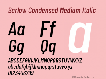 Barlow Condensed Medium Italic Version 1.204 Font Sample