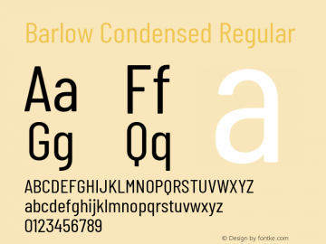 Barlow Condensed Regular Version 1.204 Font Sample