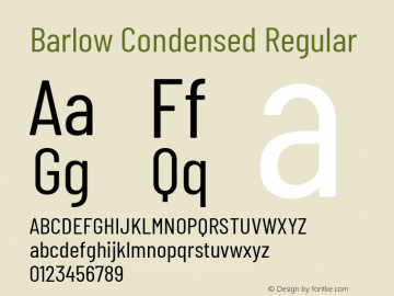 Barlow Condensed Regular Version 1.204 Font Sample