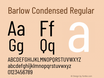 Barlow Condensed Regular Version 1.204 Font Sample