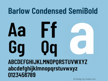 Barlow Condensed SemiBold Version 1.204;PS 001.204;hotconv 1.0.88;makeotf.lib2.5.64775 Font Sample