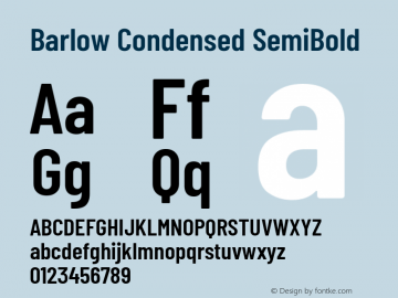 Barlow Condensed SemiBold Version 1.204 Font Sample