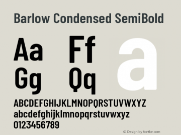 Barlow Condensed SemiBold Version 1.204 Font Sample