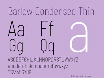 Barlow Condensed Thin Version 1.204 Font Sample