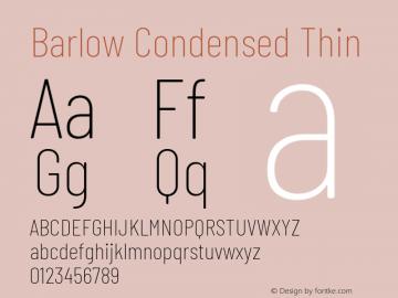 Barlow Condensed Thin Version 1.204 Font Sample