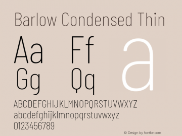 Barlow Condensed Thin Version 1.204 Font Sample