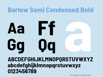 Barlow Semi Condensed Bold Version 1.204 Font Sample