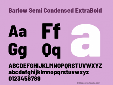 Barlow Semi Condensed ExtraBold Version 1.204 Font Sample