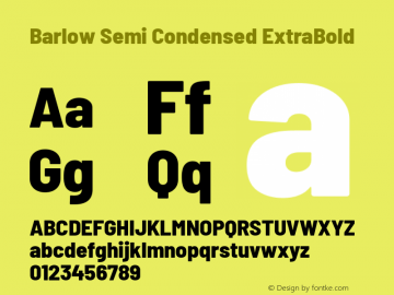 Barlow Semi Condensed ExtraBold Version 1.204 Font Sample