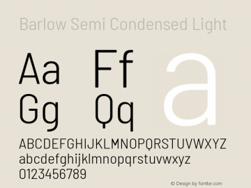 Barlow Semi Condensed Light Version 1.204 Font Sample