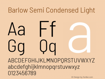 Barlow Semi Condensed Light Version 1.204 Font Sample
