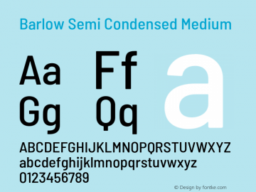 Barlow Semi Condensed Medium Version 1.204;PS 001.204;hotconv 1.0.88;makeotf.lib2.5.64775 Font Sample