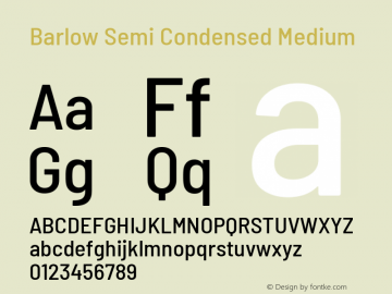 Barlow Semi Condensed Medium Version 1.204 Font Sample