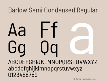Barlow Semi Condensed Regular Version 1.204 Font Sample