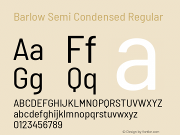 Barlow Semi Condensed Regular Version 1.204 Font Sample