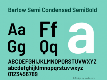 Barlow Semi Condensed SemiBold Version 1.204;PS 001.204;hotconv 1.0.88;makeotf.lib2.5.64775 Font Sample