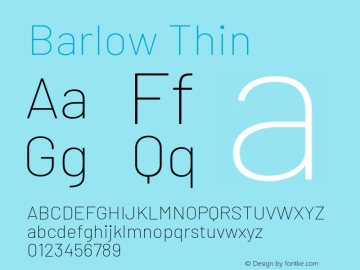 Barlow Thin Version 1.204 Font Sample