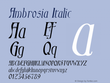 AmbrosiaItalic Version 001.000图片样张