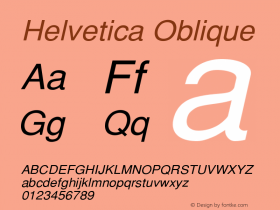 Helvetica Oblique Version 001.003 Font Sample