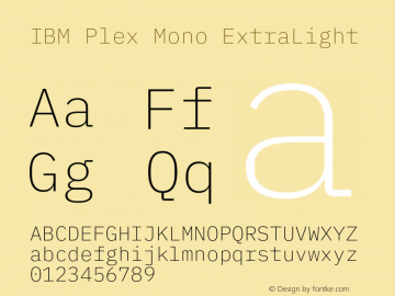 IBM Plex Mono ExtraLight Version 1.000图片样张