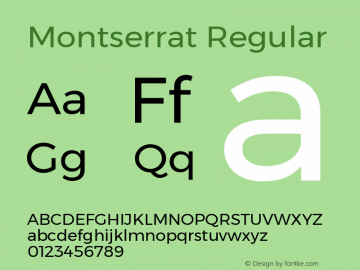 Montserrat Regular Version 6.001 Font Sample