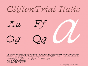 CliftonTrial-Italic Version 2.001;PS 2.1;hotconv 1.0.88;makeotf.lib2.5.647800 Font Sample