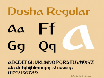 Dusha Regular Version 1.000;PS 001.000;hotconv 1.0.70;makeotf.lib2.5.58329图片样张