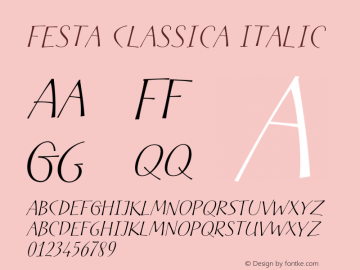 Festa Classica Italic Version 1.000 Font Sample