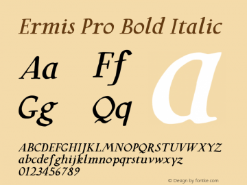 ErmisProBoldItalic Version 1.001;PS 001.001;hotconv 1.0.88;makeotf.lib2.5.64775 Font Sample