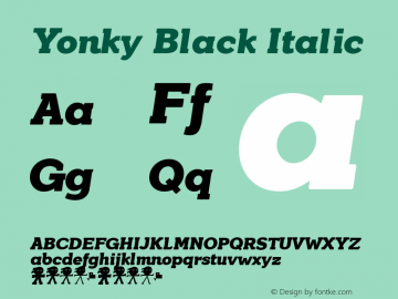 YonkyBlack-Italic Version 1.188 Font Sample