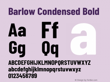Barlow Condensed Bold Version 1.207;PS 001.207;hotconv 1.0.88;makeotf.lib2.5.64775 Font Sample