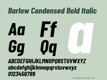 Barlow Condensed Bold Italic Version 1.207 Font Sample