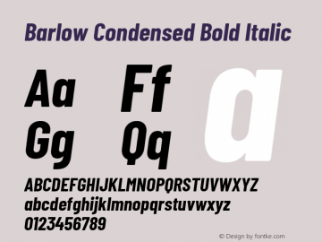Barlow Condensed Bold Italic Version 1.207 Font Sample