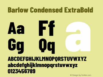 Barlow Condensed ExtraBold Version 1.207;PS 001.207;hotconv 1.0.88;makeotf.lib2.5.64775 Font Sample