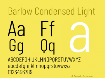 Barlow Condensed Light Version 1.207;PS 001.207;hotconv 1.0.88;makeotf.lib2.5.64775 Font Sample