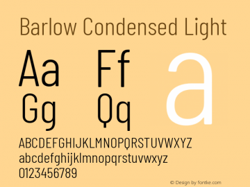 Barlow Condensed Light Version 1.207 Font Sample