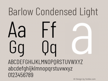 Barlow Condensed Light Version 1.207 Font Sample