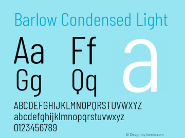 Barlow Condensed Light Version 1.207 Font Sample