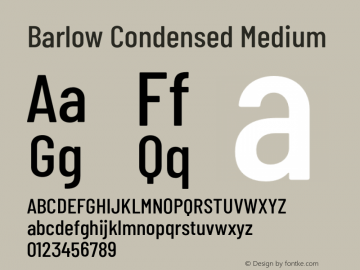 Barlow Condensed Medium Version 1.207;PS 001.207;hotconv 1.0.88;makeotf.lib2.5.64775 Font Sample