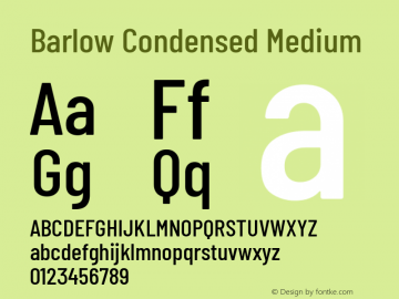 Barlow Condensed Medium Version 1.207 Font Sample